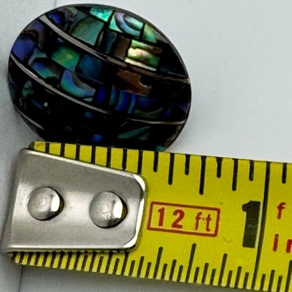 Abalone Shell Round Circle Stud Earrings 5/8 Inch Diameter Vibrant - Picture 2 of 6